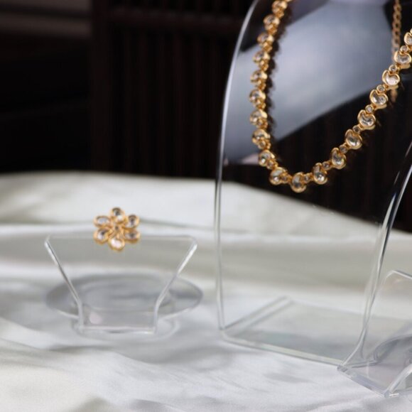 Elegant Brass Kundan Necklace & Earrings Set, JP42 - Picture 4 of 12